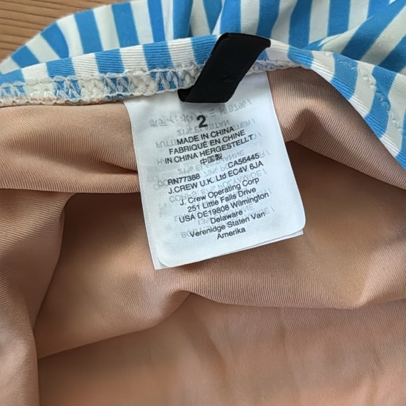 J. Crew | Ruffle | Plunging One-Piece Swimsuit | Light Blue Striped | size 2 - Picture 5 of 8
